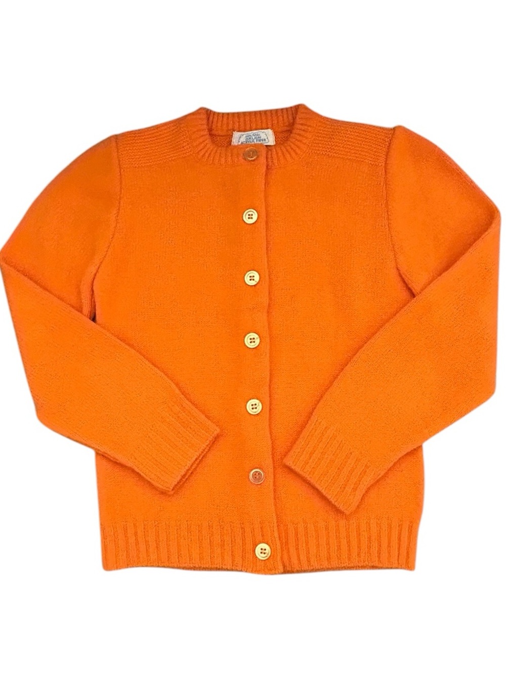 VTG 1970s Bright Orange Button-Up Knit Cardigan